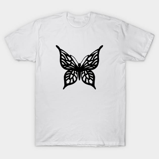 Butterfly Black on White T-Shirt by ProjectM